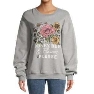 Honey Bees Please Juniors Graphic LS Sweatshirt Plus Size XXL